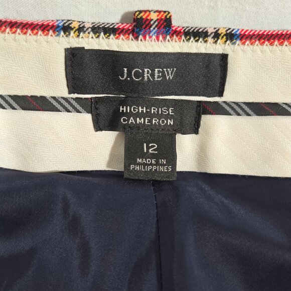 J.CREW CAMERON Academia Red Stewart Tartan Wool Hi-Rise Crop Pant Women Size 12. - Picture 11 of 17